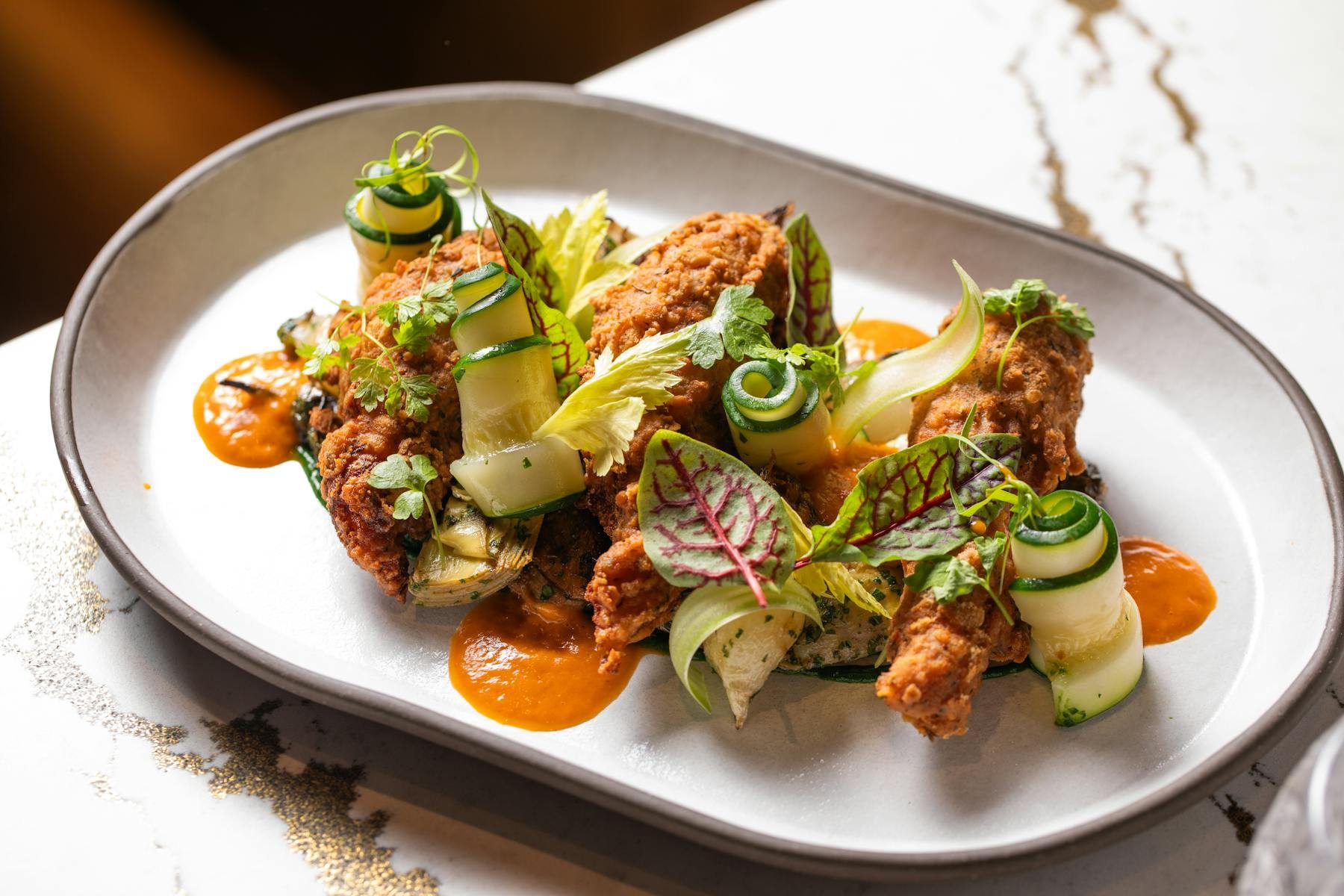 A plated dish photographed at 101 Central